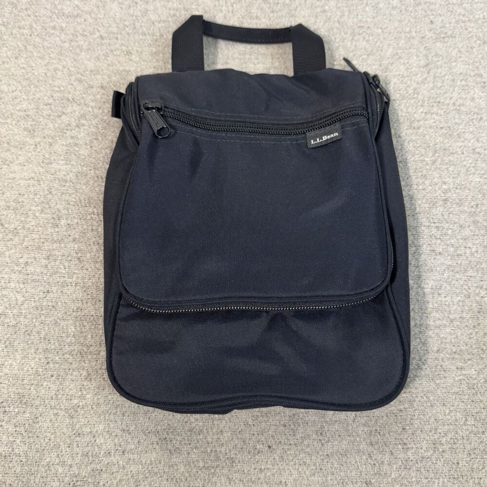 LL Bean Hanging Organizer Toiletry Bag Travel Small Mirror 8.5X8X3 Black NWOT